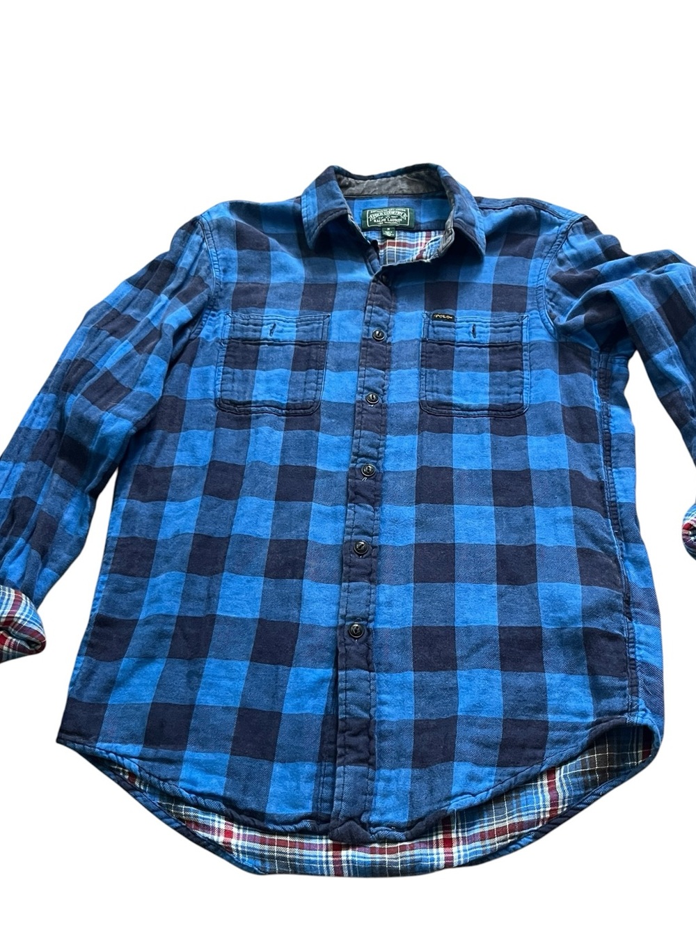 Ralph Lauren Polo Country Shirt Medium Flannel Button Down Plaid Western Cowboy